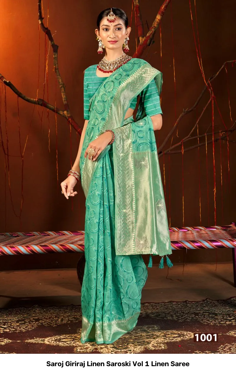 Saroj Giriraj Linen Saroski Vol 1 Linen Saree - Image 2