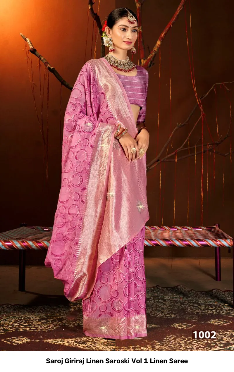 Saroj Giriraj Linen Saroski Vol 1 Linen Saree - Image 3