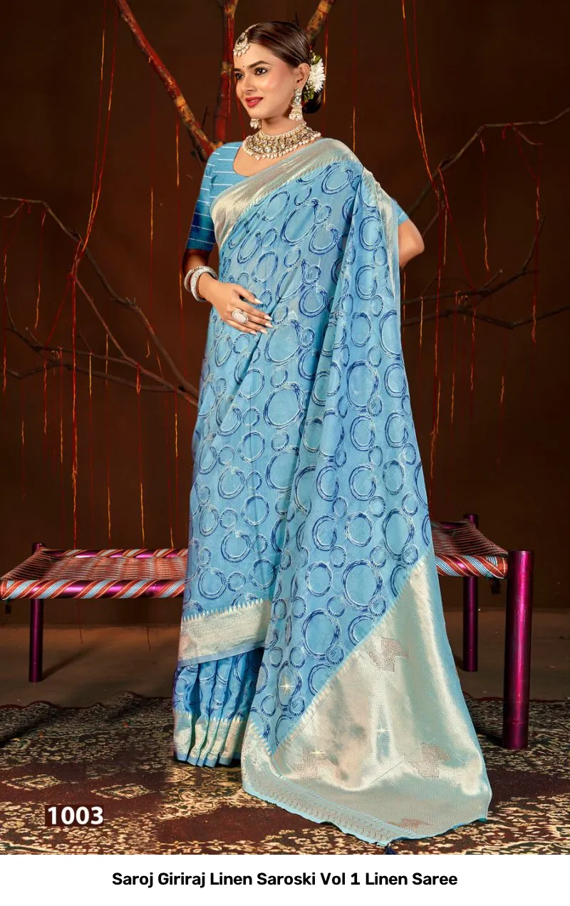 Saroj Giriraj Linen Saroski Vol 1 Linen Saree - Image 5