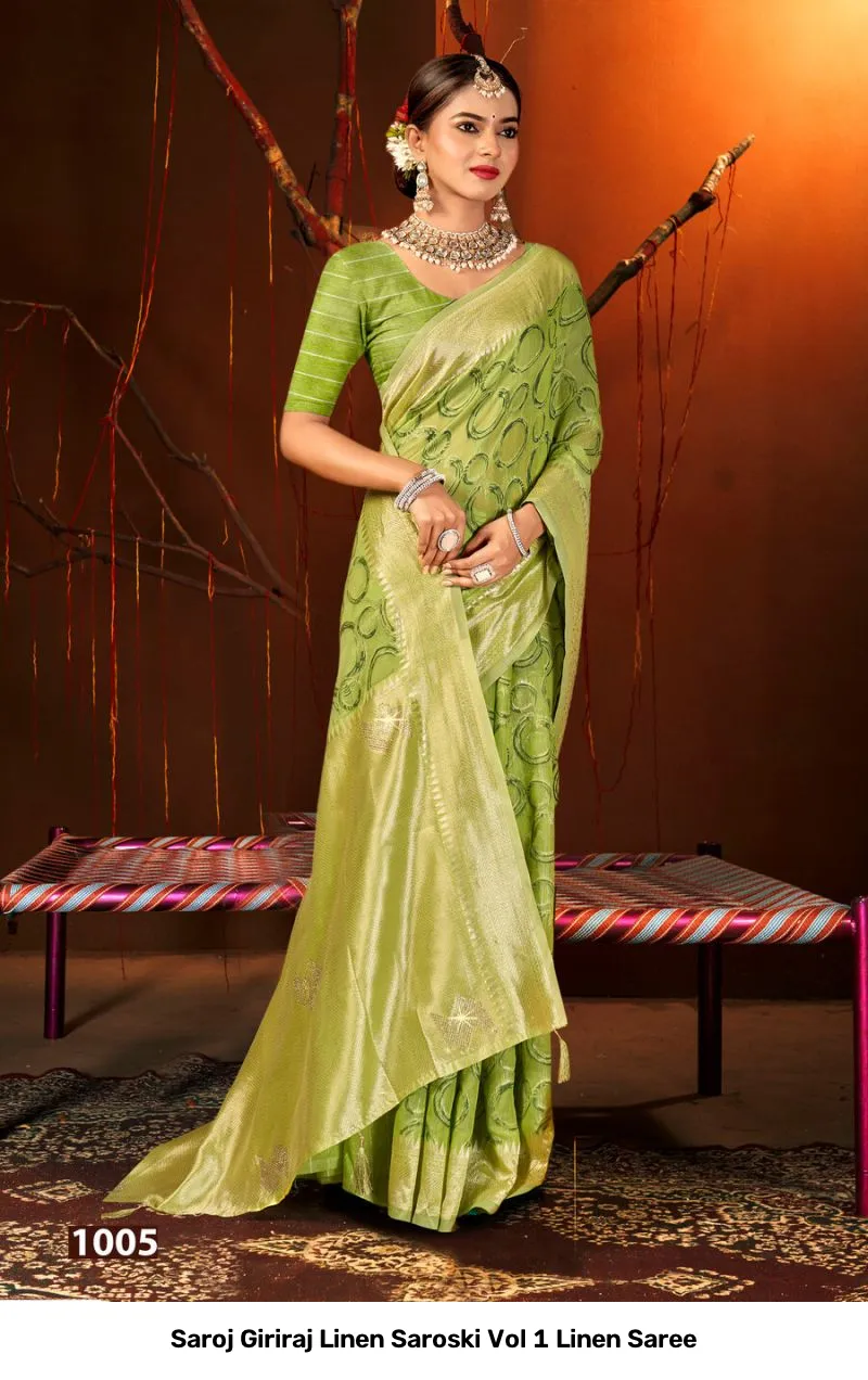 Saroj Giriraj Linen Saroski Vol 1 Linen Saree - Image 6