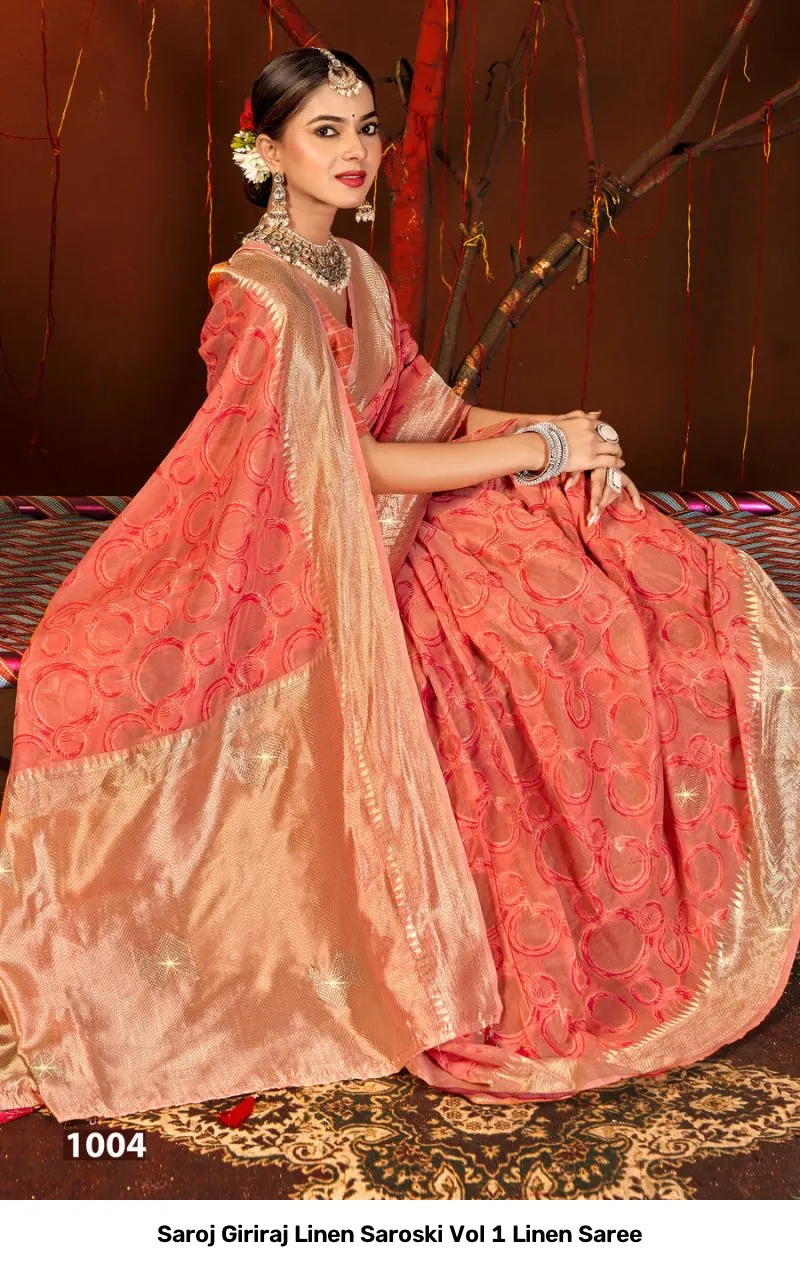 Saroj Giriraj Linen Saroski Vol 1 Linen Saree - Image 7