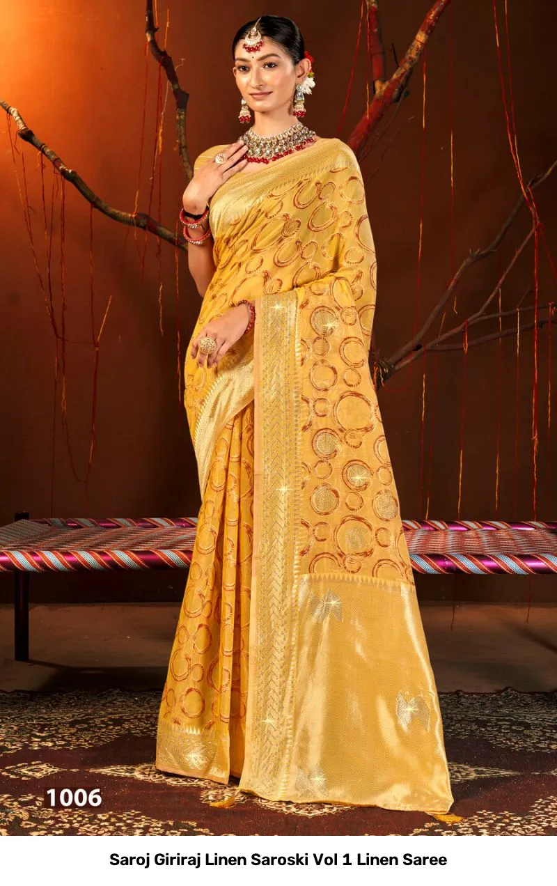 Saroj Giriraj Linen Saroski Vol 1 Linen Saree - Image 8