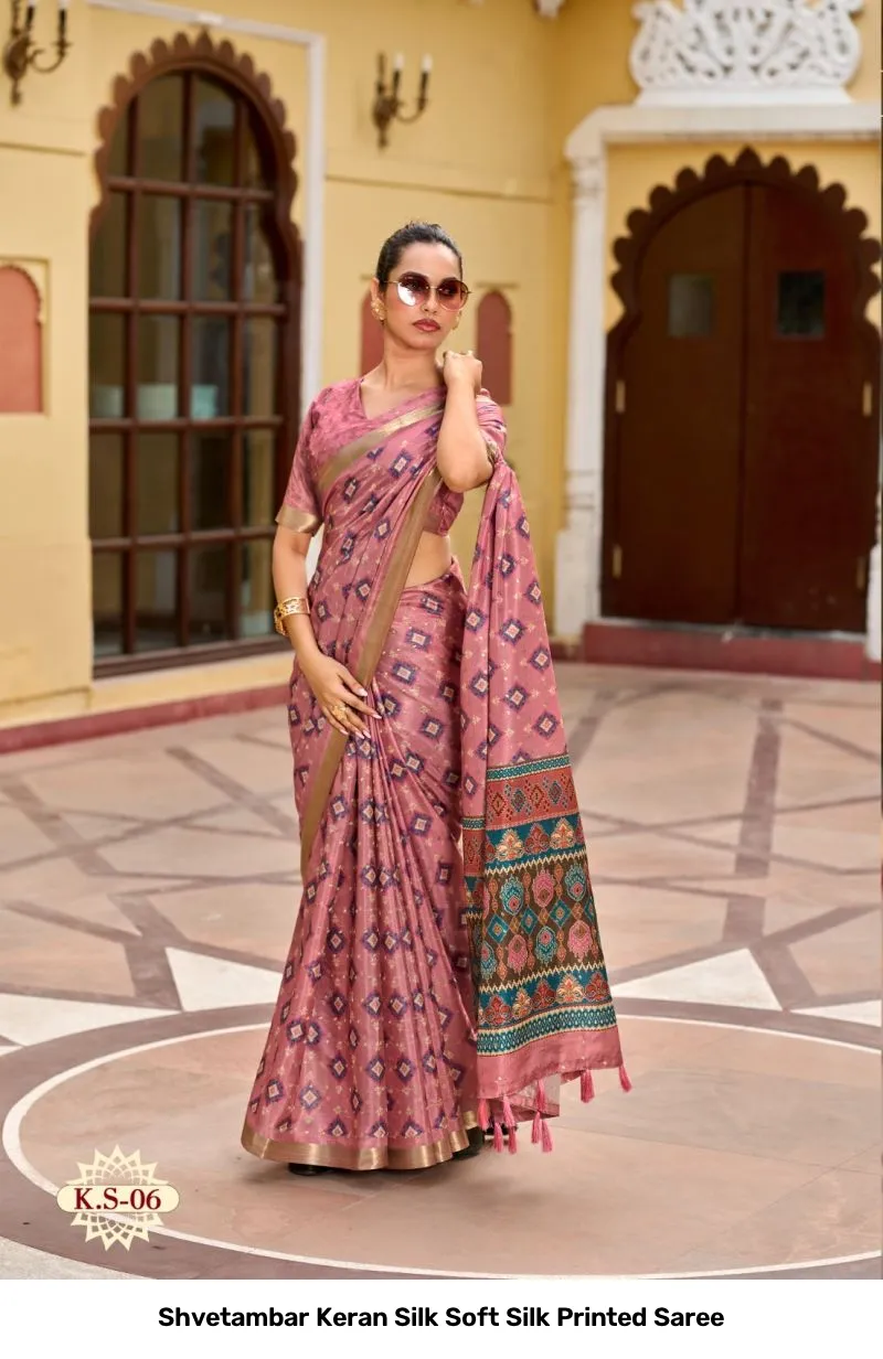 Shvetambar Keran Silk Soft Silk Printed Saree - Image 10