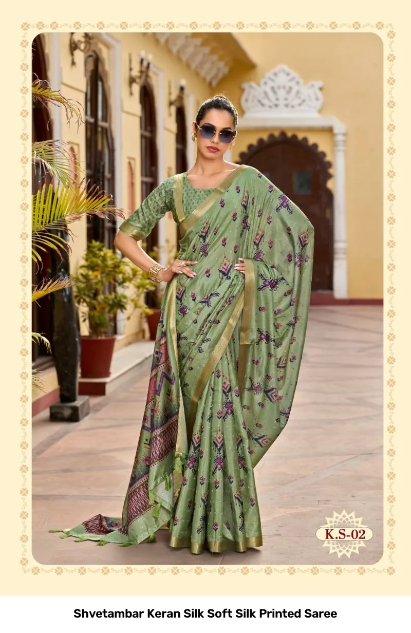 Shvetambar Keran Silk Soft Silk Printed Saree - Image 4