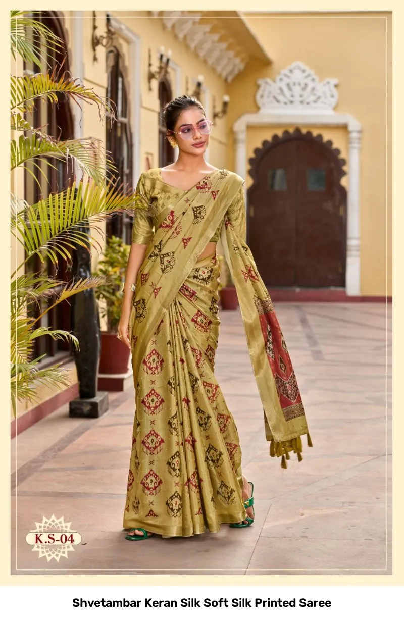 Shvetambar Keran Silk Soft Silk Printed Saree - Image 6