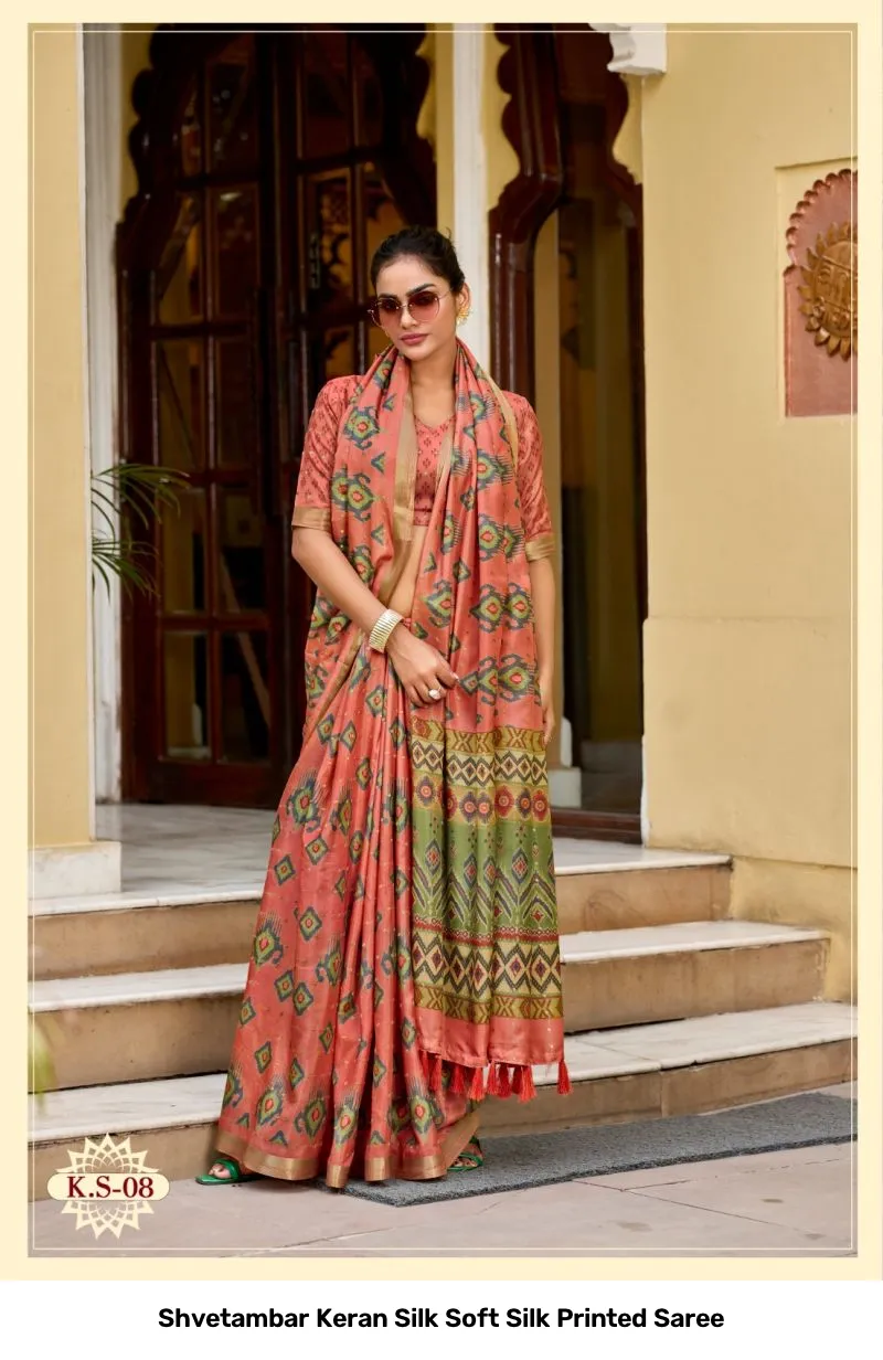 Shvetambar Keran Silk Soft Silk Printed Saree - Image 8