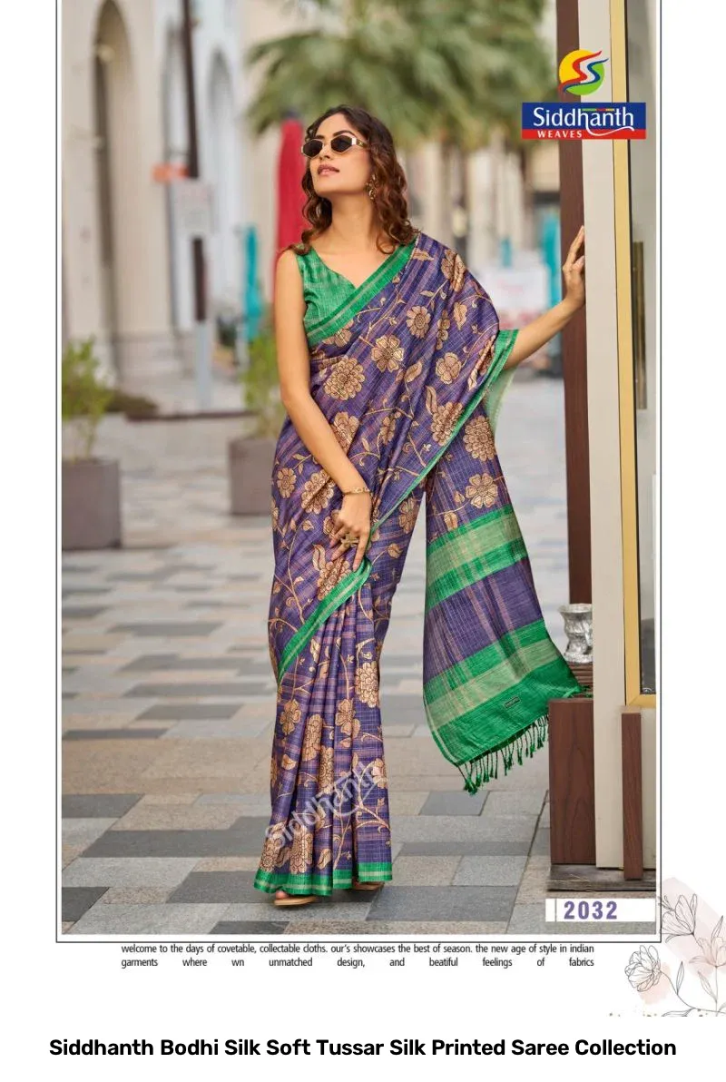 Siddhanth Bodhi Silk Soft Tussar Silk Printed Saree Collection - Image 2