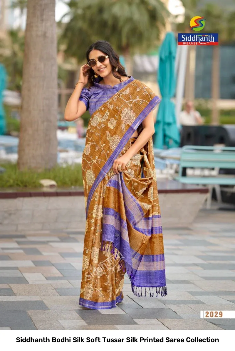 Siddhanth Bodhi Silk Soft Tussar Silk Printed Saree Collection - Image 4