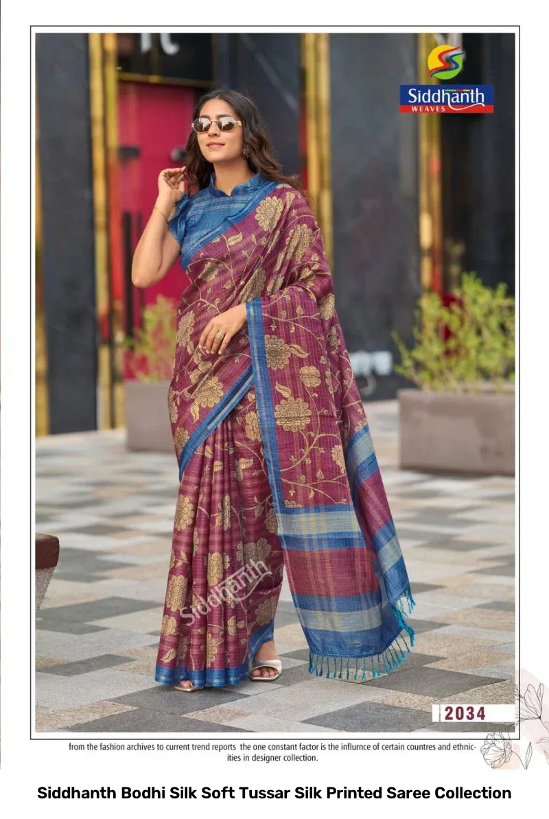 Siddhanth Bodhi Silk Soft Tussar Silk Printed Saree Collection - Image 5