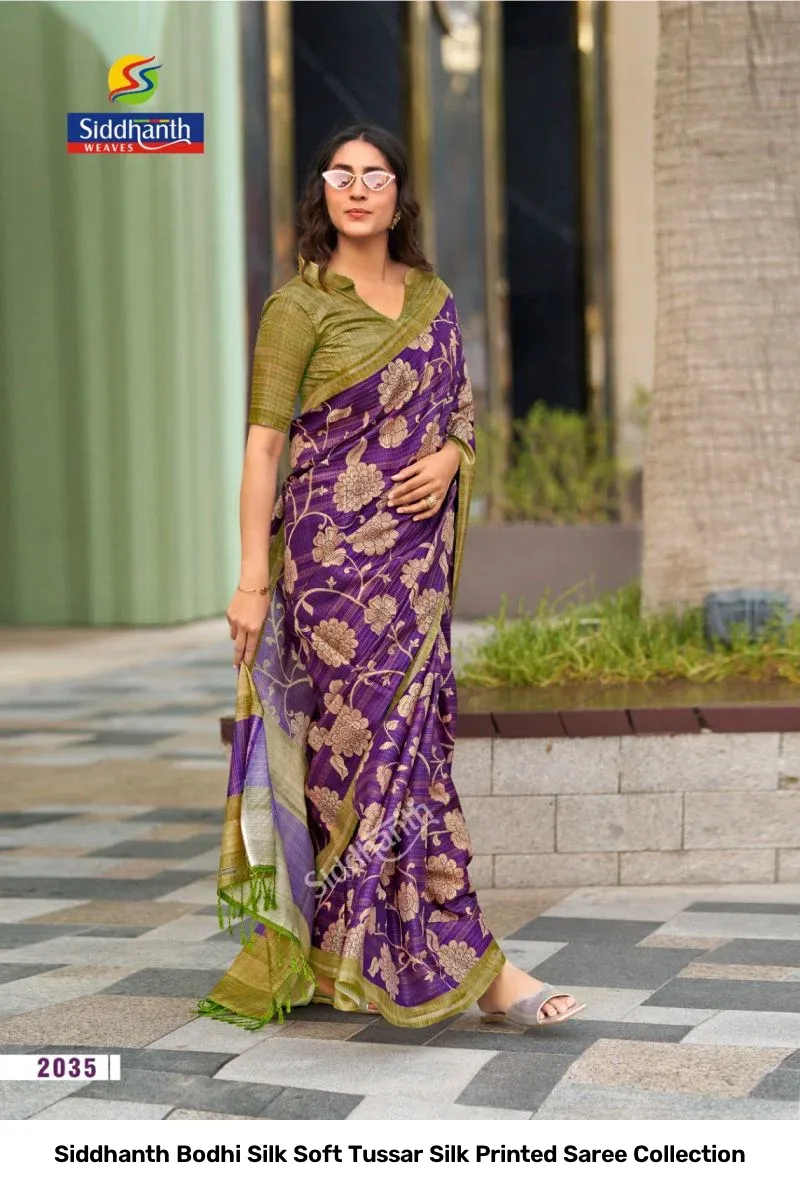 Siddhanth Bodhi Silk Soft Tussar Silk Printed Saree Collection - Image 6