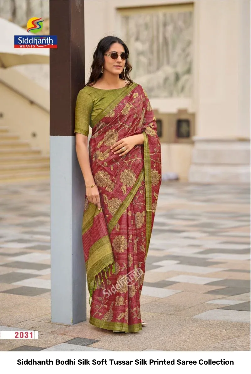Siddhanth Bodhi Silk Soft Tussar Silk Printed Saree Collection - Image 7