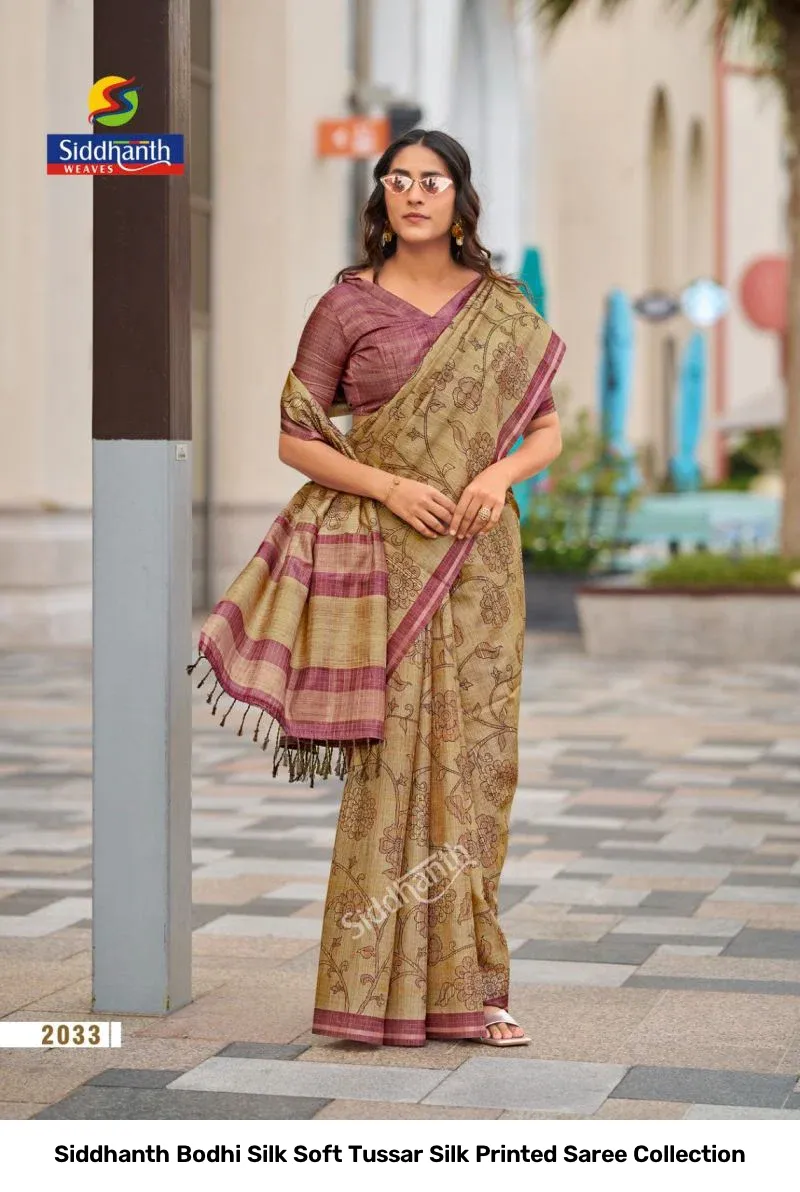 Siddhanth Bodhi Silk Soft Tussar Silk Printed Saree Collection - Image 8