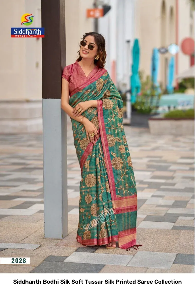 Siddhanth Bodhi Silk Soft Tussar Silk Printed Saree Collection - Image 9