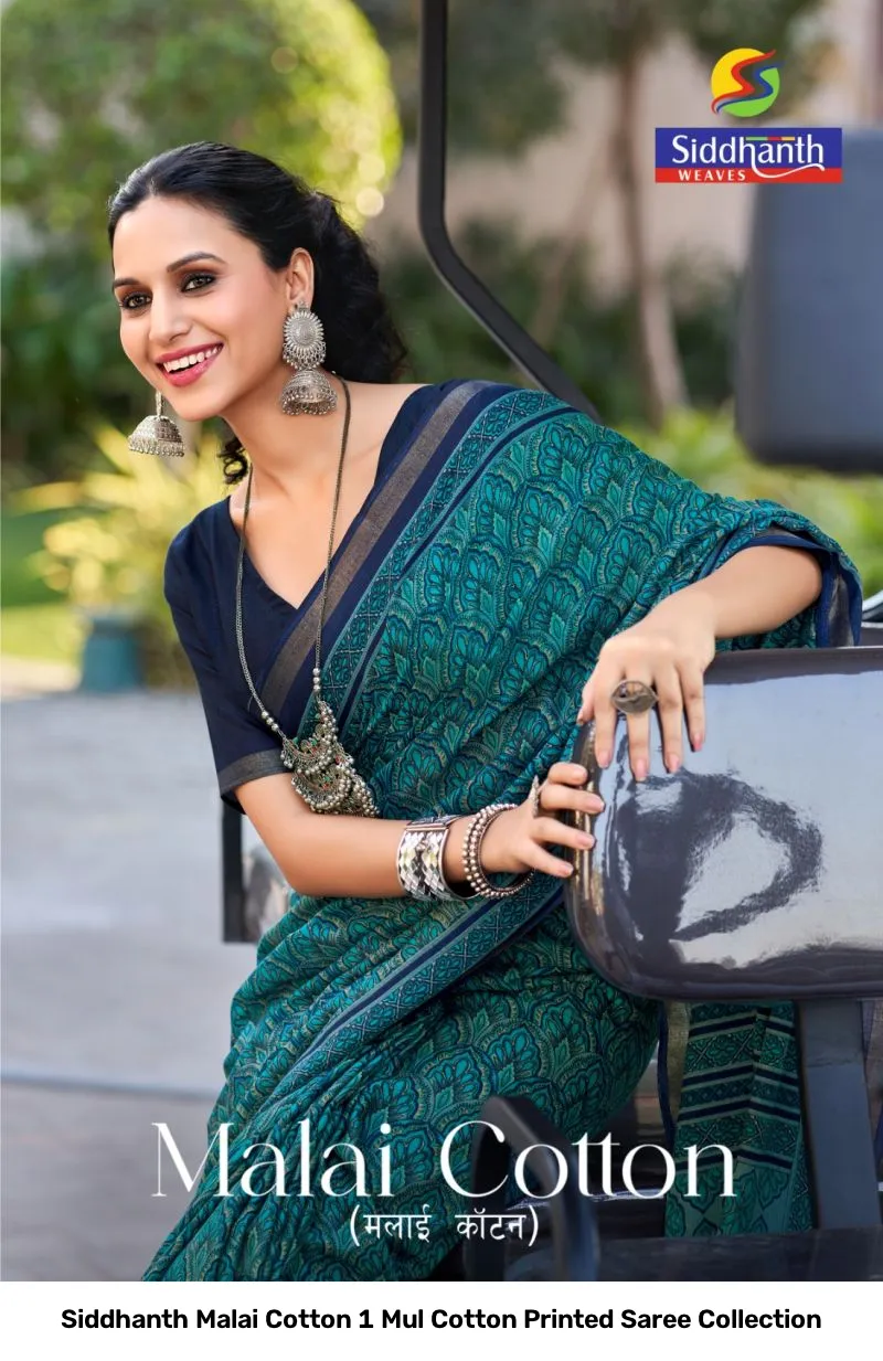 Siddhanth Malai Cotton 1 Mul Cotton Printed Saree Collection