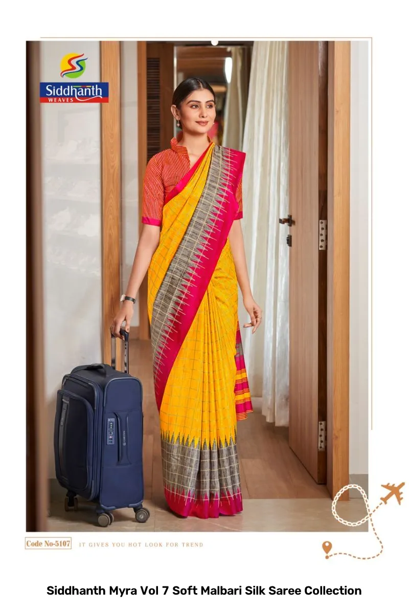 Siddhanth Myra Vol 7 Soft Malbari Silk Saree Collection - Image 4