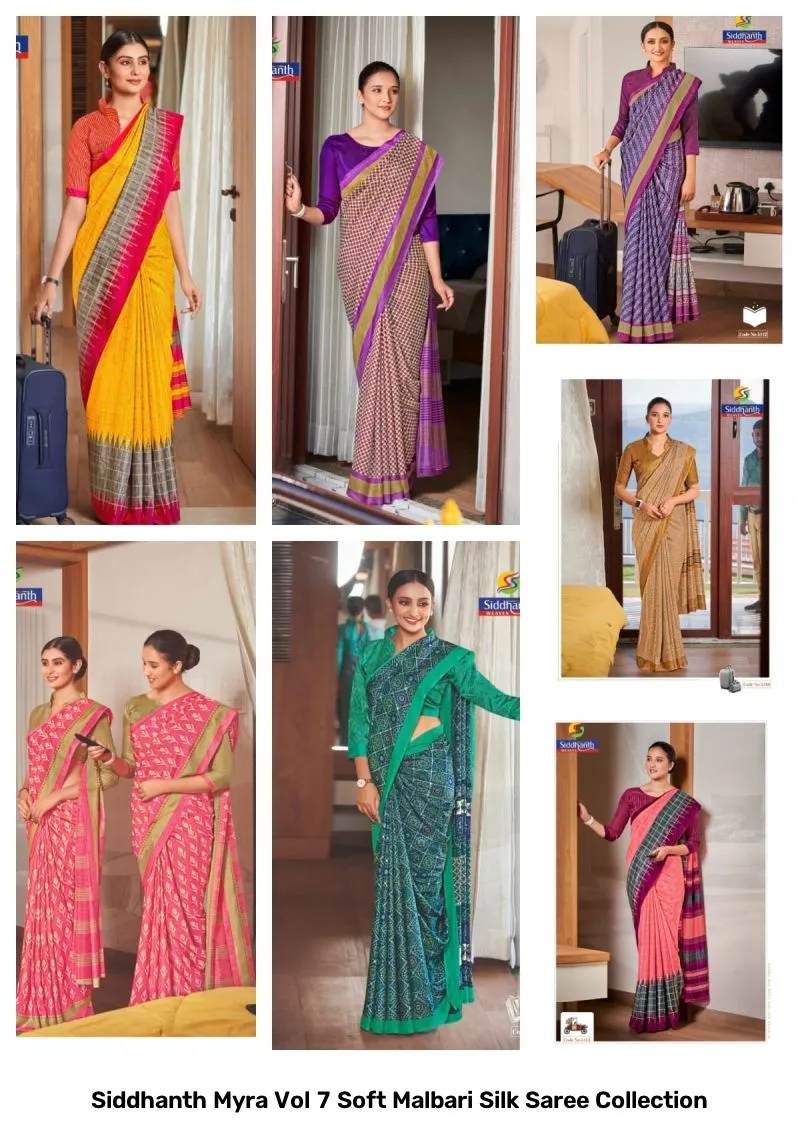 Siddhanth Myra Vol 7 Soft Malbari Silk Saree Collection - Image 7