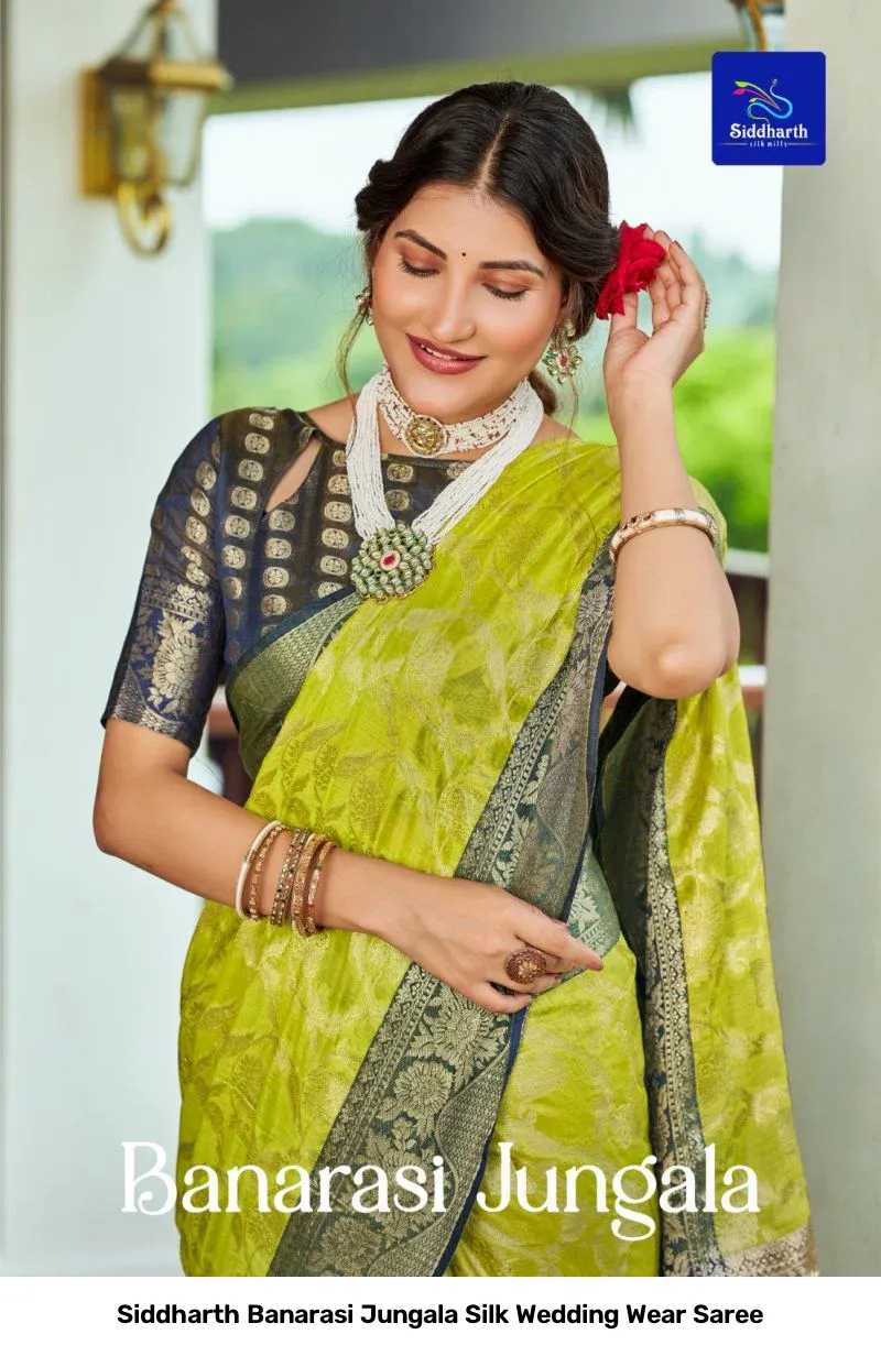 Siddharth Banarasi Jungala Silk Wedding Wear Saree