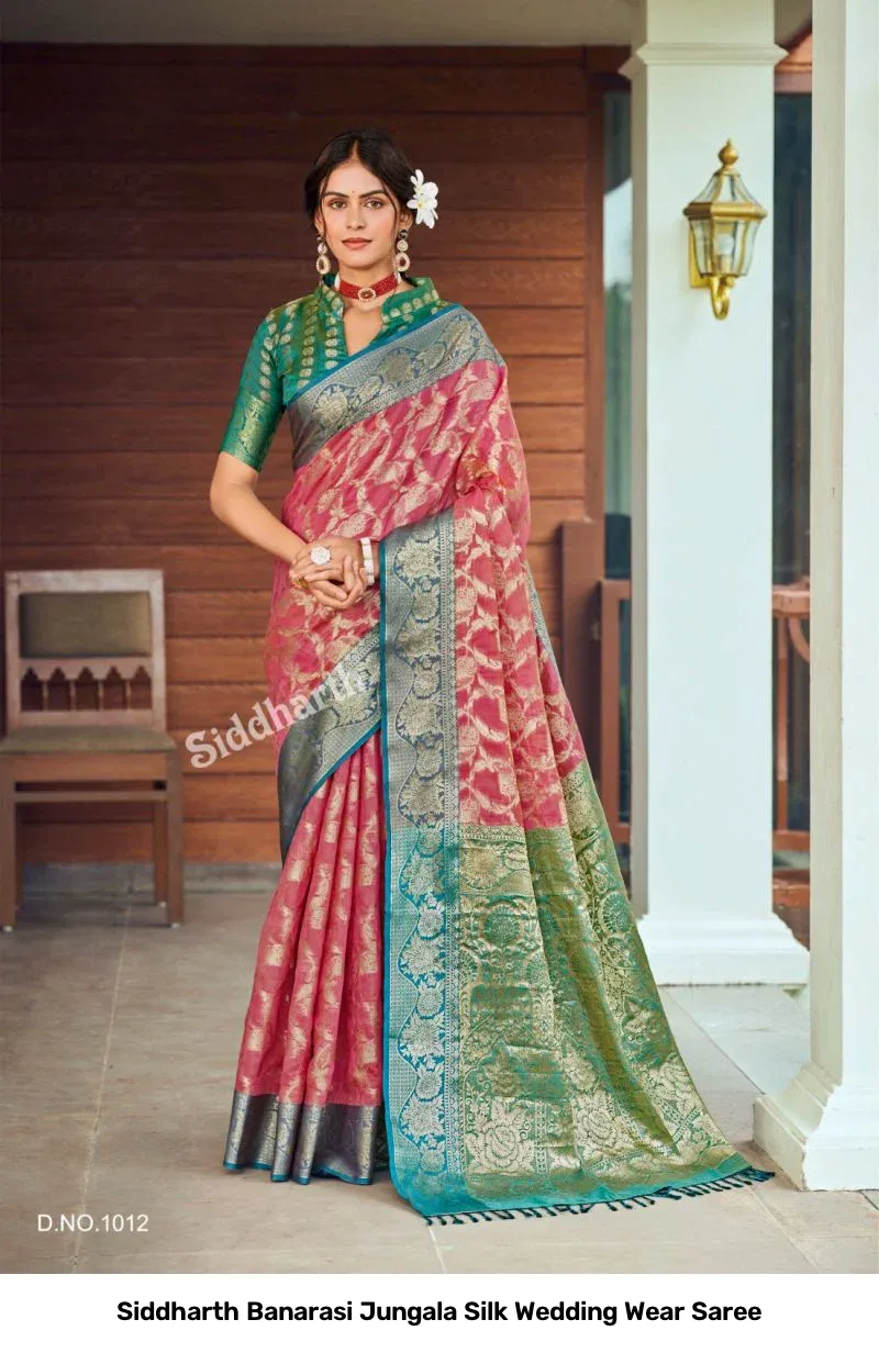 Siddharth Banarasi Jungala Silk Wedding Wear Saree - Image 2