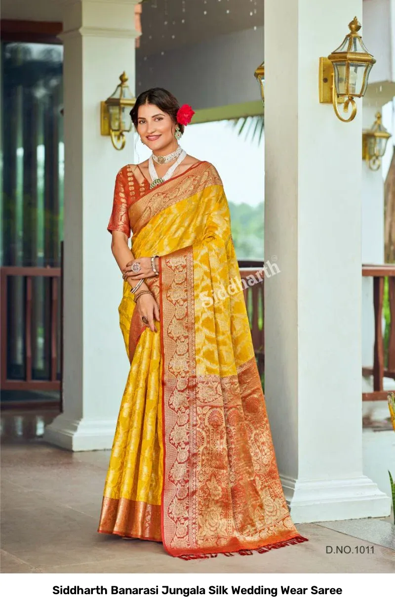 Siddharth Banarasi Jungala Silk Wedding Wear Saree - Image 4