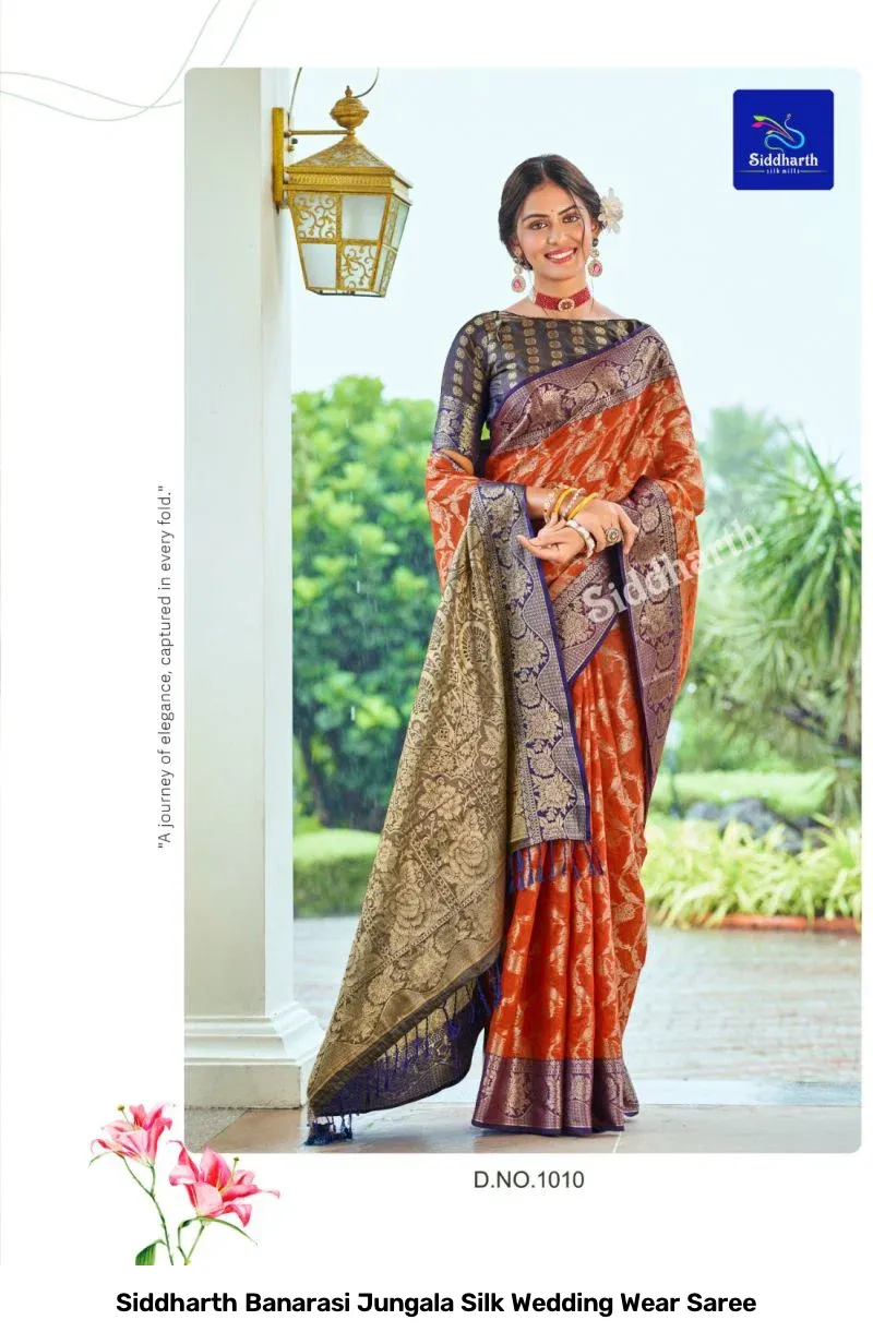 Siddharth Banarasi Jungala Silk Wedding Wear Saree - Image 6