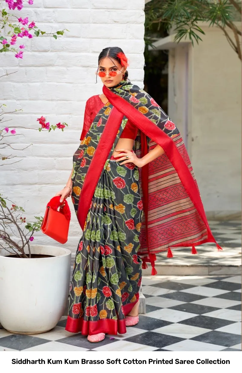 Siddharth Kum Kum Brasso Soft Cotton Printed Saree Collection - Image 10
