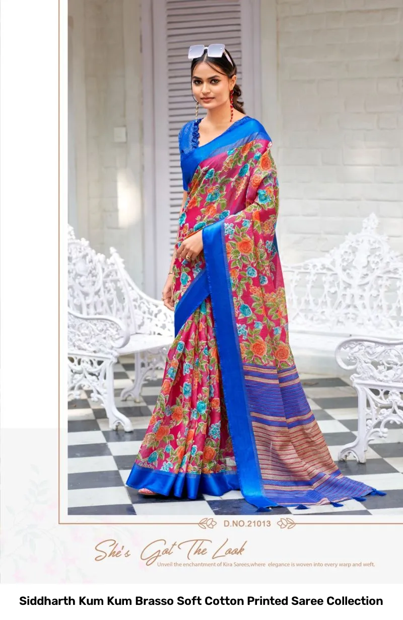 Siddharth Kum Kum Brasso Soft Cotton Printed Saree Collection - Image 3