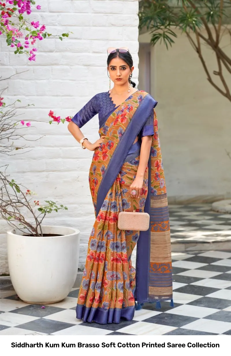 Siddharth Kum Kum Brasso Soft Cotton Printed Saree Collection - Image 4