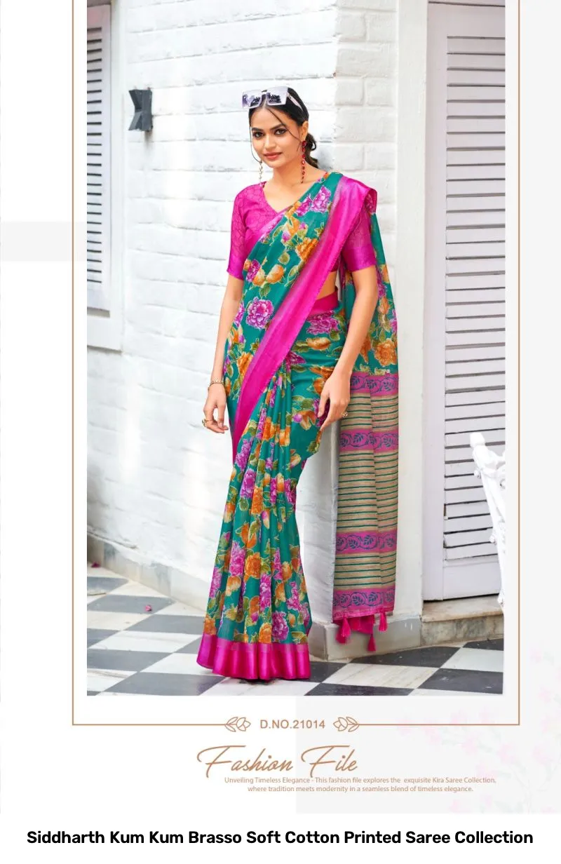 Siddharth Kum Kum Brasso Soft Cotton Printed Saree Collection - Image 5