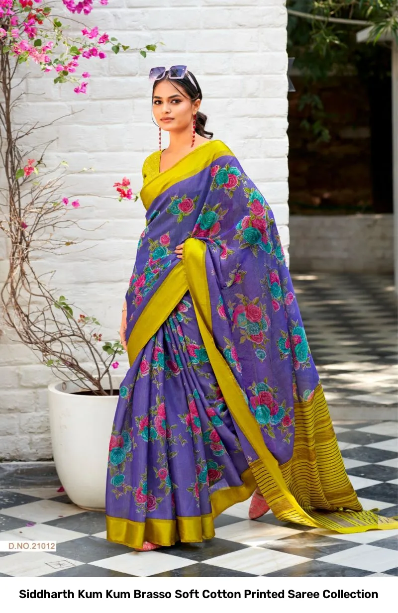 Siddharth Kum Kum Brasso Soft Cotton Printed Saree Collection - Image 6