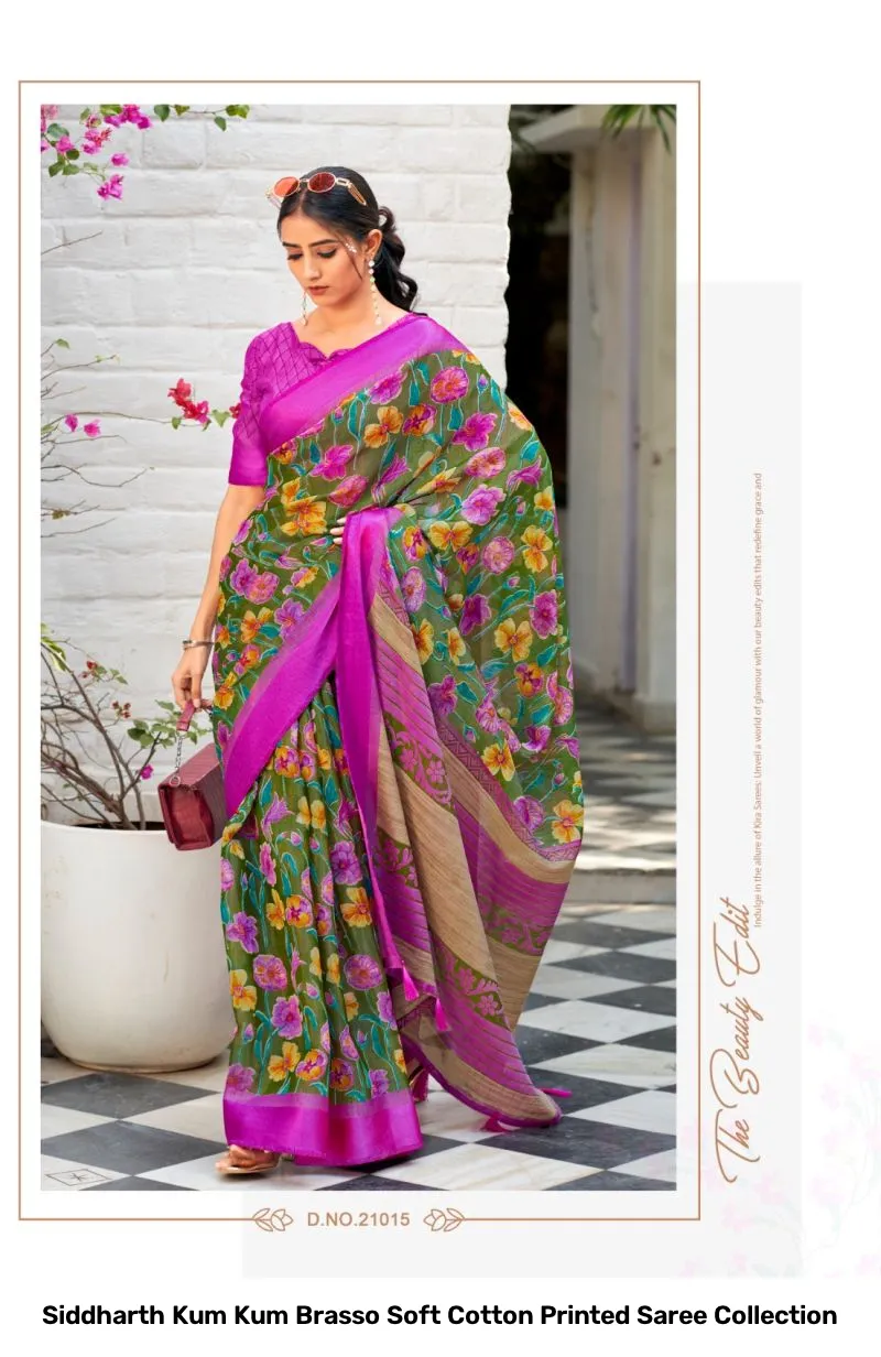 Siddharth Kum Kum Brasso Soft Cotton Printed Saree Collection - Image 7