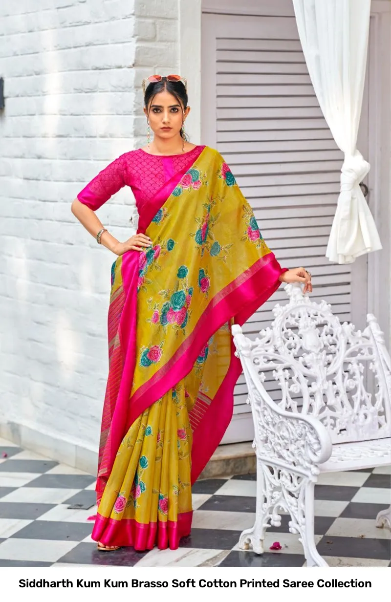 Siddharth Kum Kum Brasso Soft Cotton Printed Saree Collection - Image 8