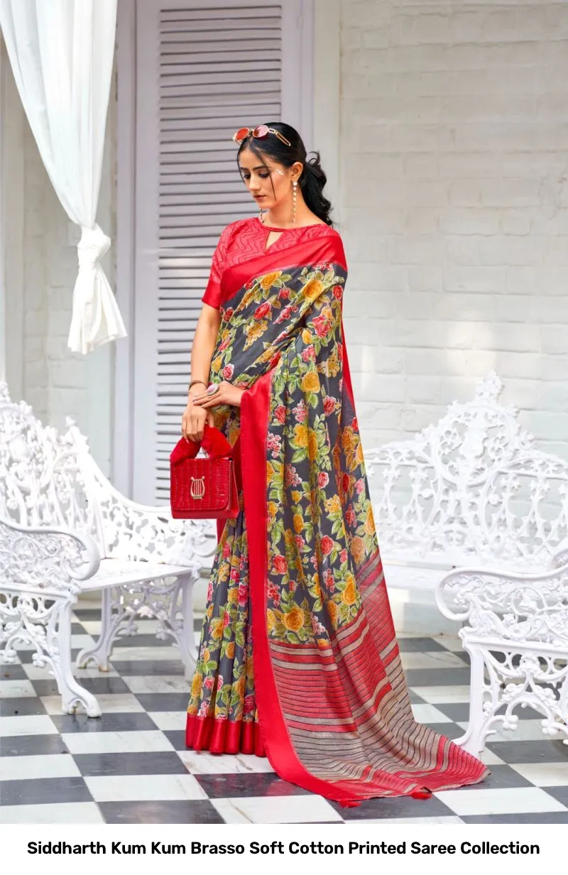 Siddharth Kum Kum Brasso Soft Cotton Printed Saree Collection - Image 9