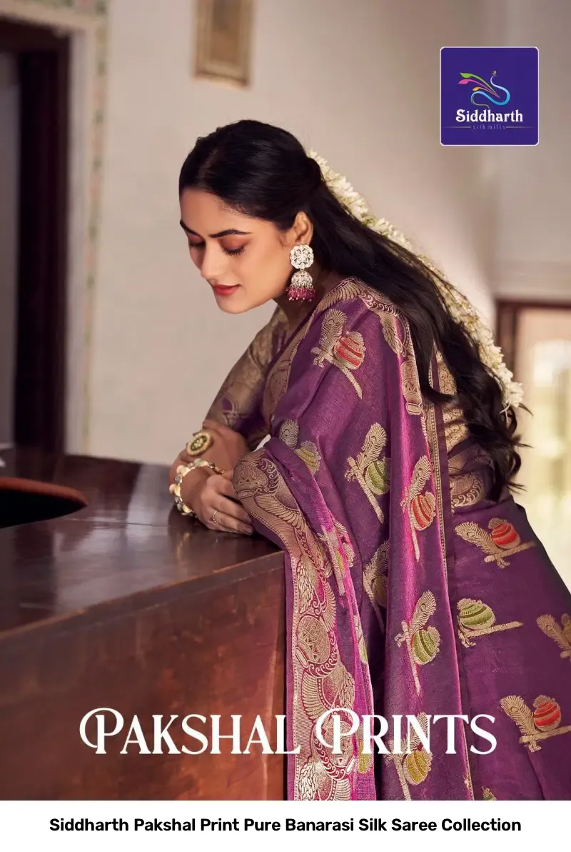 Siddharth Pakshal Print Pure Banarasi Silk Saree Collection