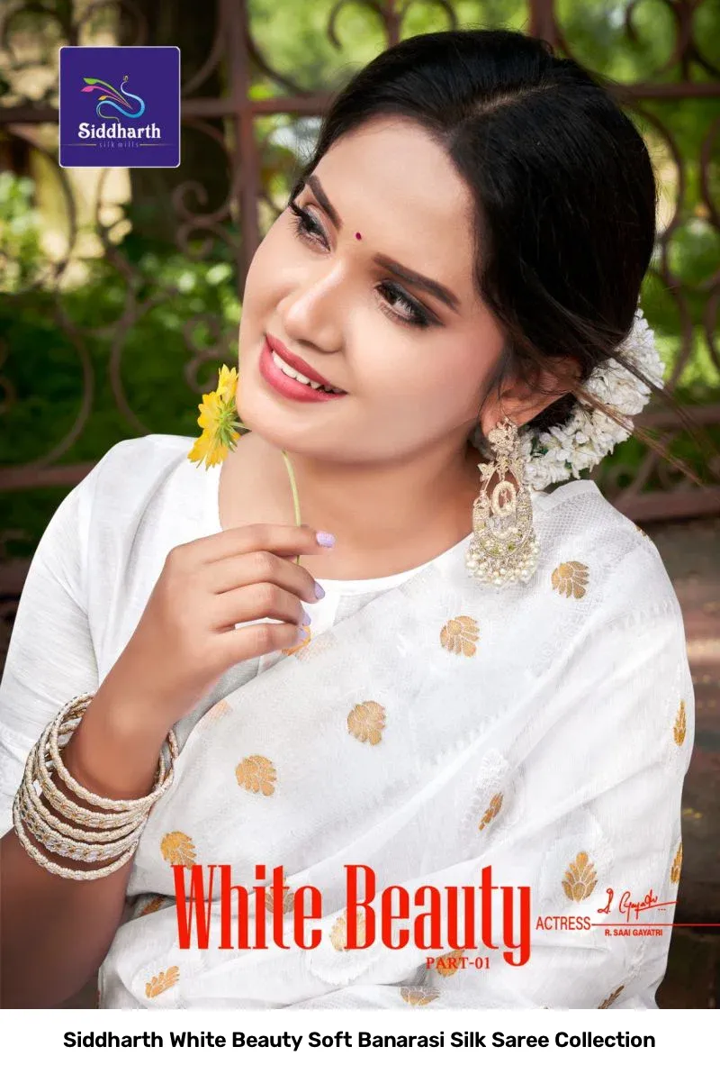 Siddharth White Beauty Soft Banarasi Silk Saree Collection
