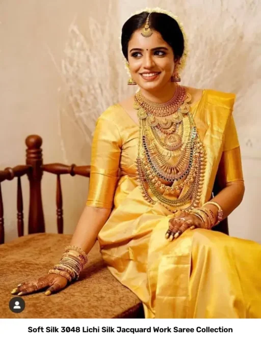 Soft Silk 3048 Lichi Silk Jacquard Work Saree Collection