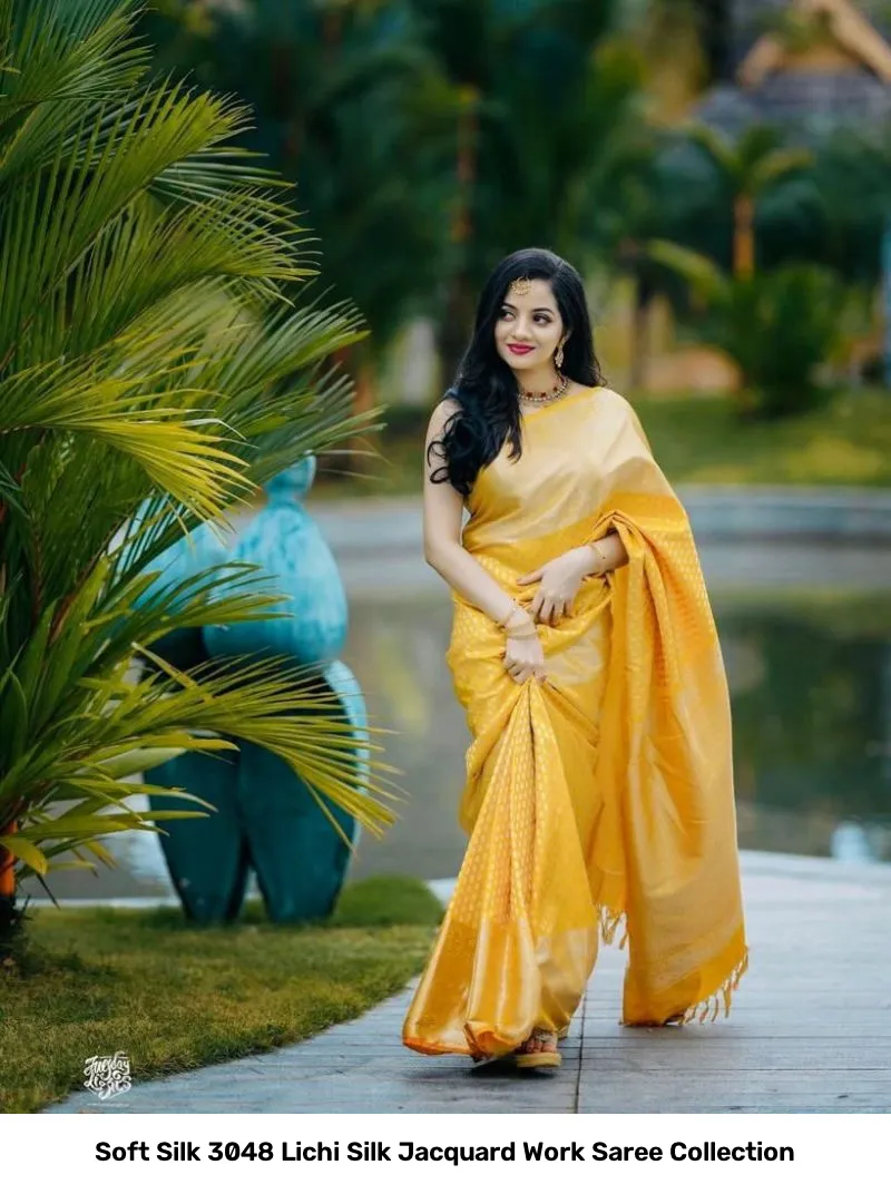 Soft Silk 3048 Lichi Silk Jacquard Work Saree Collection - Image 2