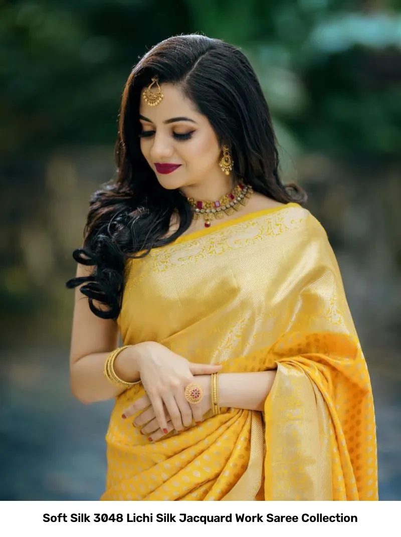 Soft Silk 3048 Lichi Silk Jacquard Work Saree Collection - Image 4