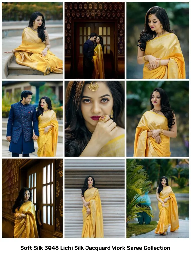 Soft Silk 3048 Lichi Silk Jacquard Work Saree Collection - Image 9