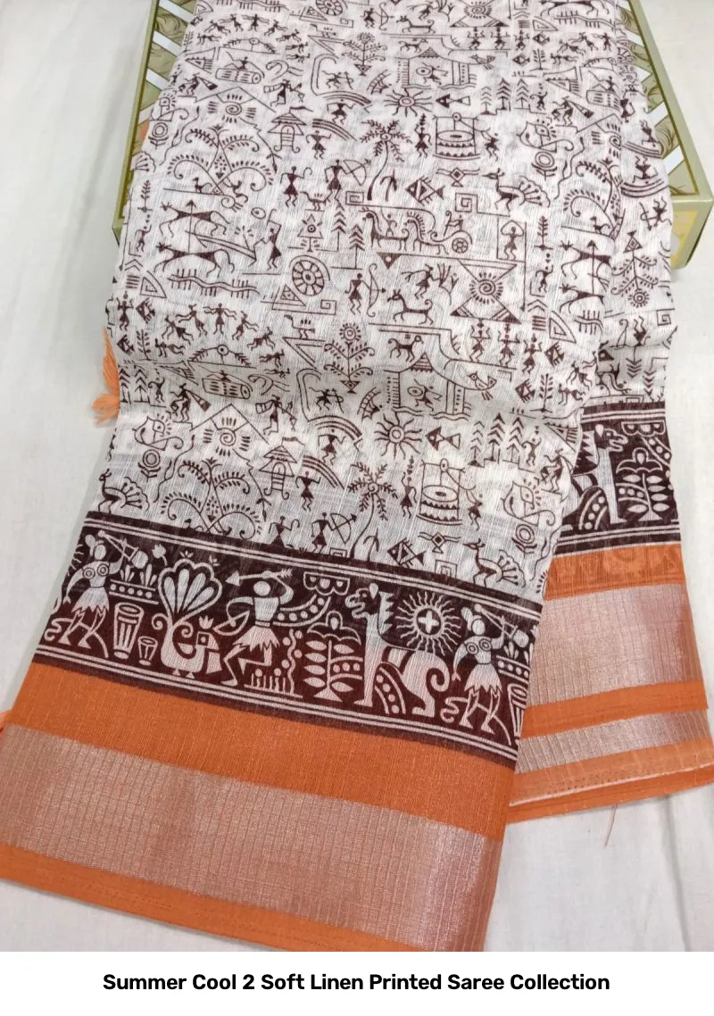 Summer Cool 2 Soft Linen Printed Saree Collection - Image 10