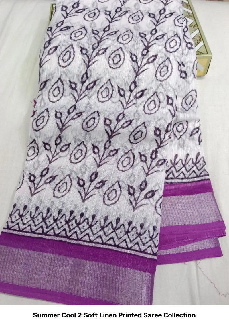 Summer Cool 2 Soft Linen Printed Saree Collection - Image 11