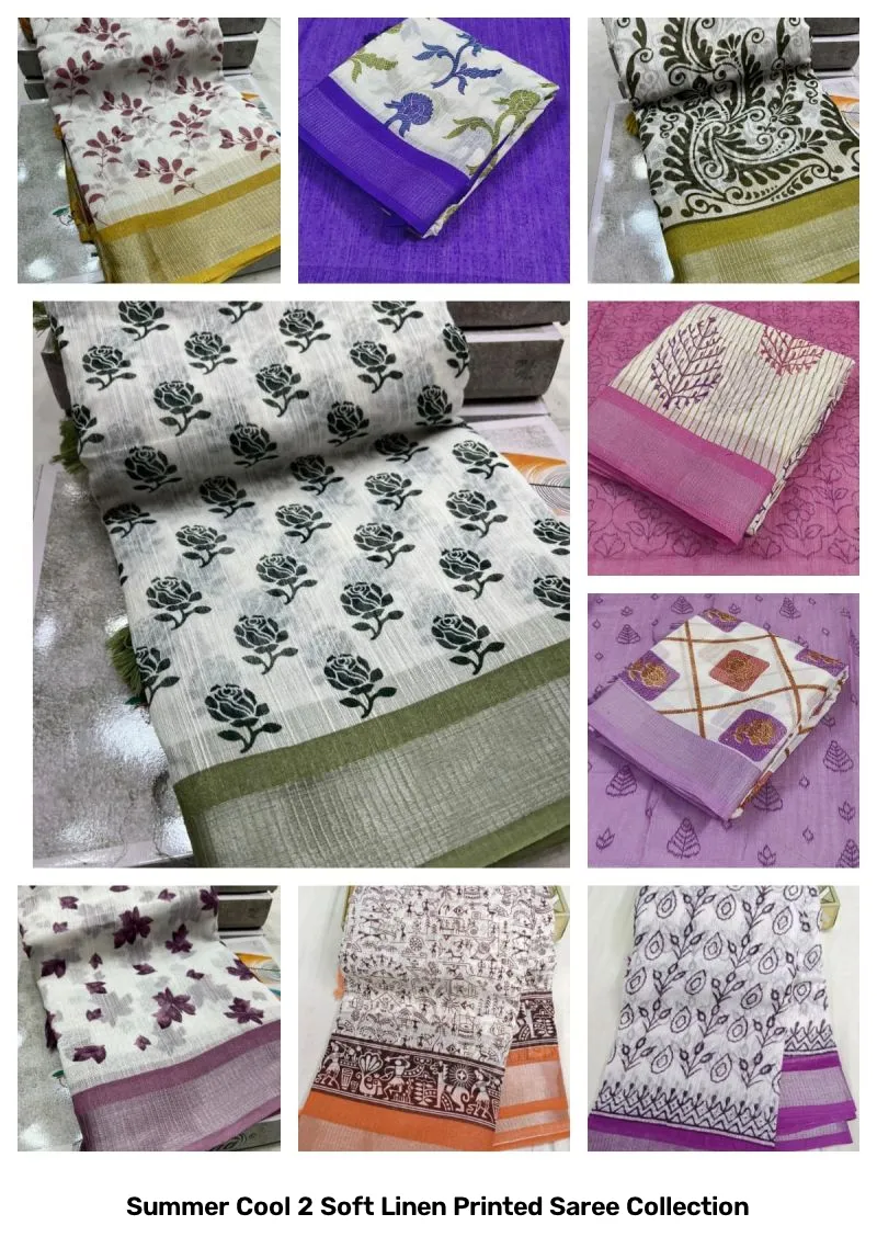Summer Cool 2 Soft Linen Printed Saree Collection - Image 2