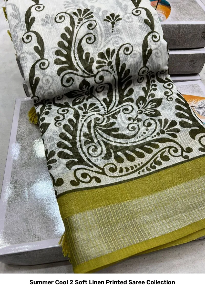 Summer Cool 2 Soft Linen Printed Saree Collection - Image 4