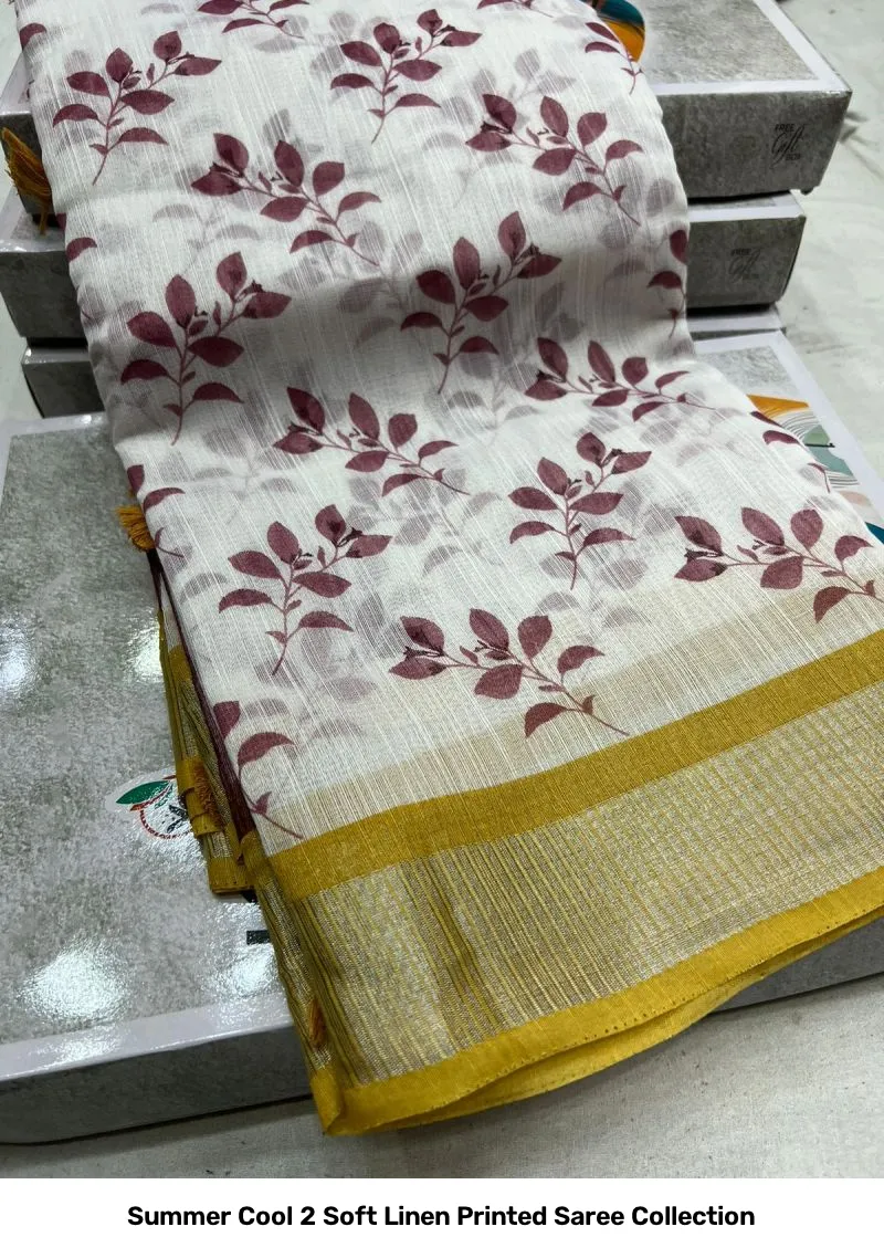 Summer Cool 2 Soft Linen Printed Saree Collection - Image 5