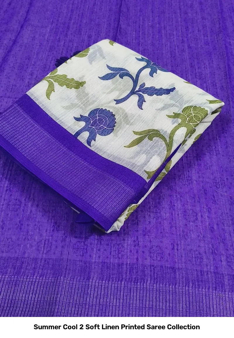 Summer Cool 2 Soft Linen Printed Saree Collection - Image 6