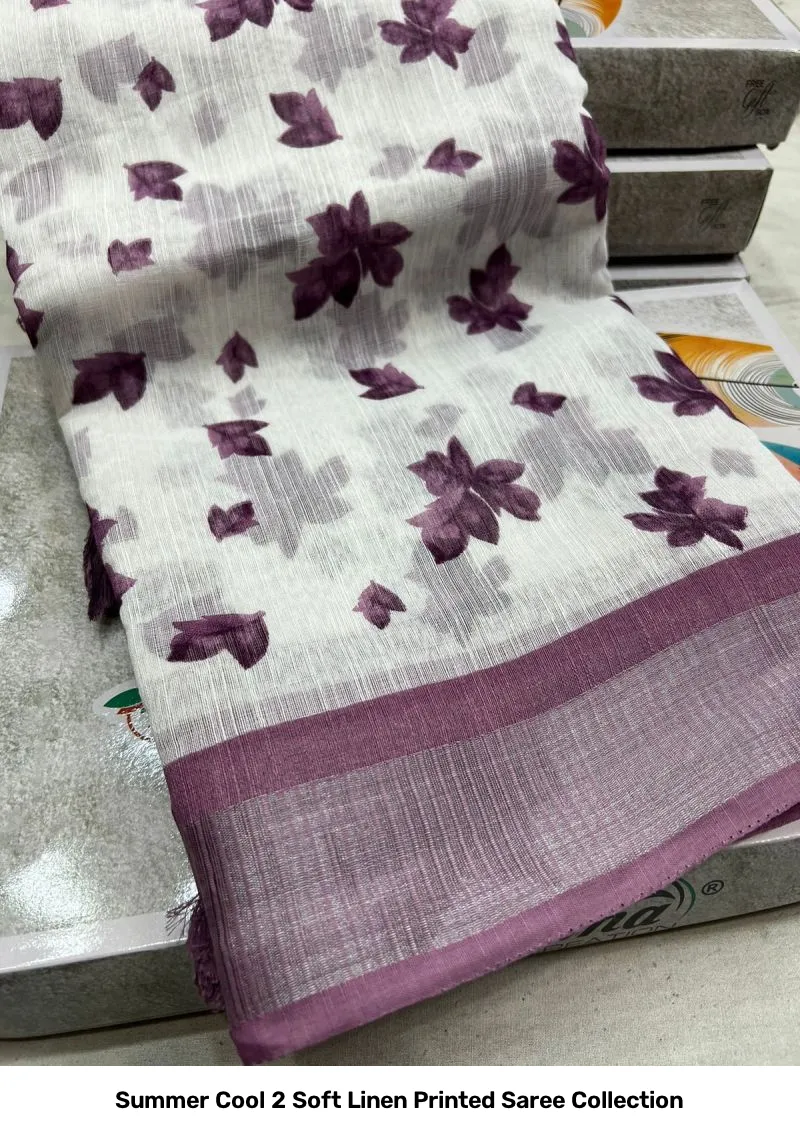 Summer Cool 2 Soft Linen Printed Saree Collection - Image 7