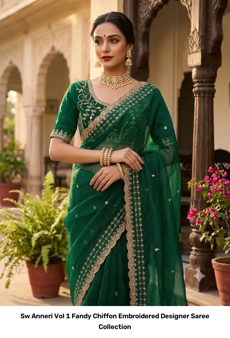 Sw Anneri Vol 1 Fandy Chiffon Embroidered Designer Saree Collection - Image 2