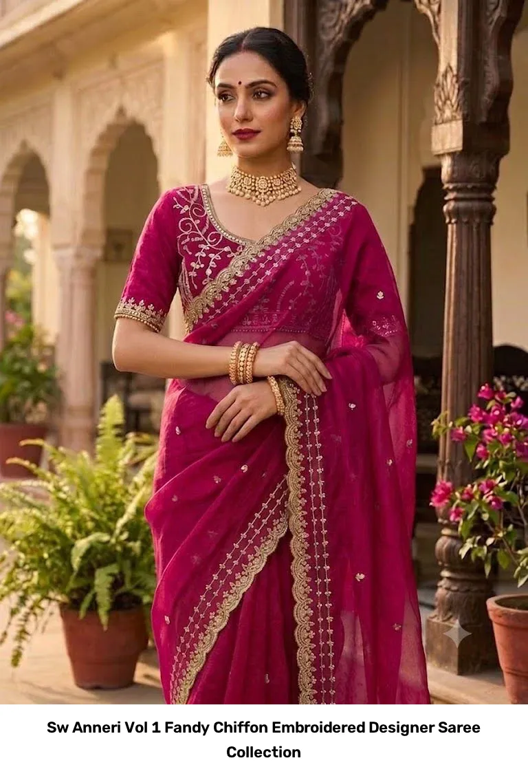 Sw Anneri Vol 1 Fandy Chiffon Embroidered Designer Saree Collection - Image 7
